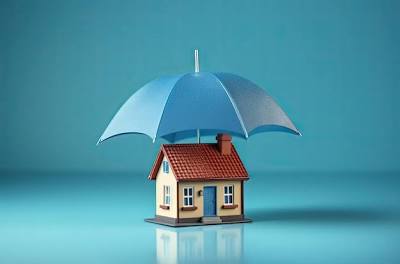 House covered by umbrella